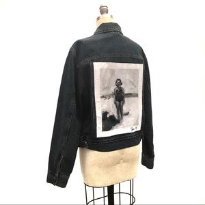 Painted jean jacket vintage photograph handmade